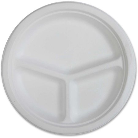 PARTYPROS 10 in. 3 Compartment Compostable Plate - White PA1867164